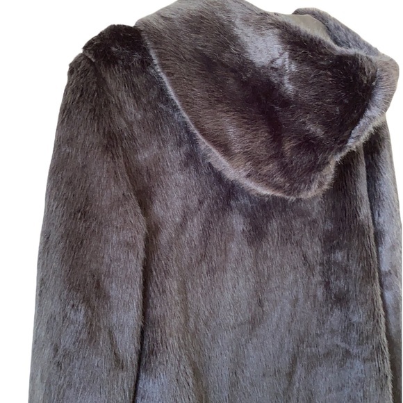 Faux Mink Jacket 3/4 Length with Hood Like New - Picture 5 of 6